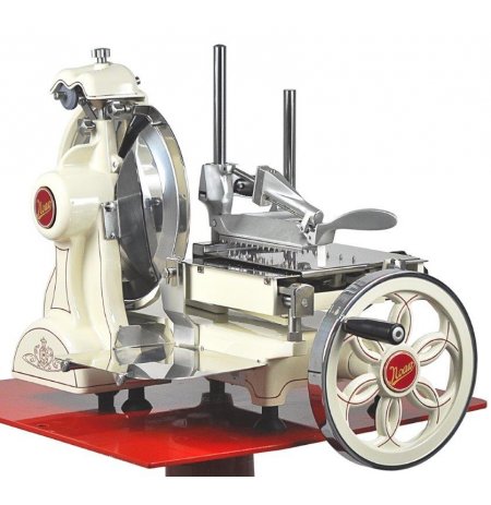 Nářezový stroj mechanický retro Flywheel CE 300/L krémový, pro krájení Prosciutto Crudo 